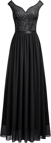 Miniatura 5 de Miusol Vestido largo formal de fiesta de noche con cuello en V profundo para mujer