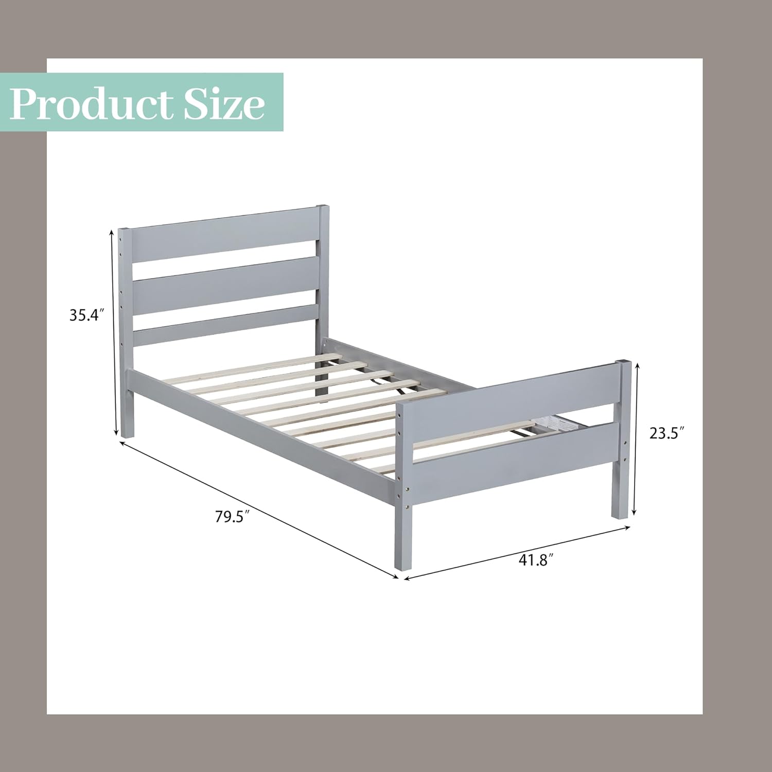 Wood Twin Bed Frame, Twin Bed Frames Wood with Headboard and Footboard, Platform Beds for Bedroom, Guset Room, No Box Spring Needed, White