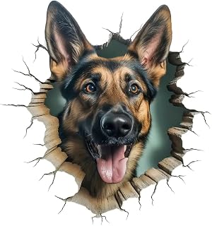 Dog Head Cartoon Car Sticker in A Dilapidated Wall Hole Suitable for Helmet Fuel Tank Cap Trunk Decal (7.9'')