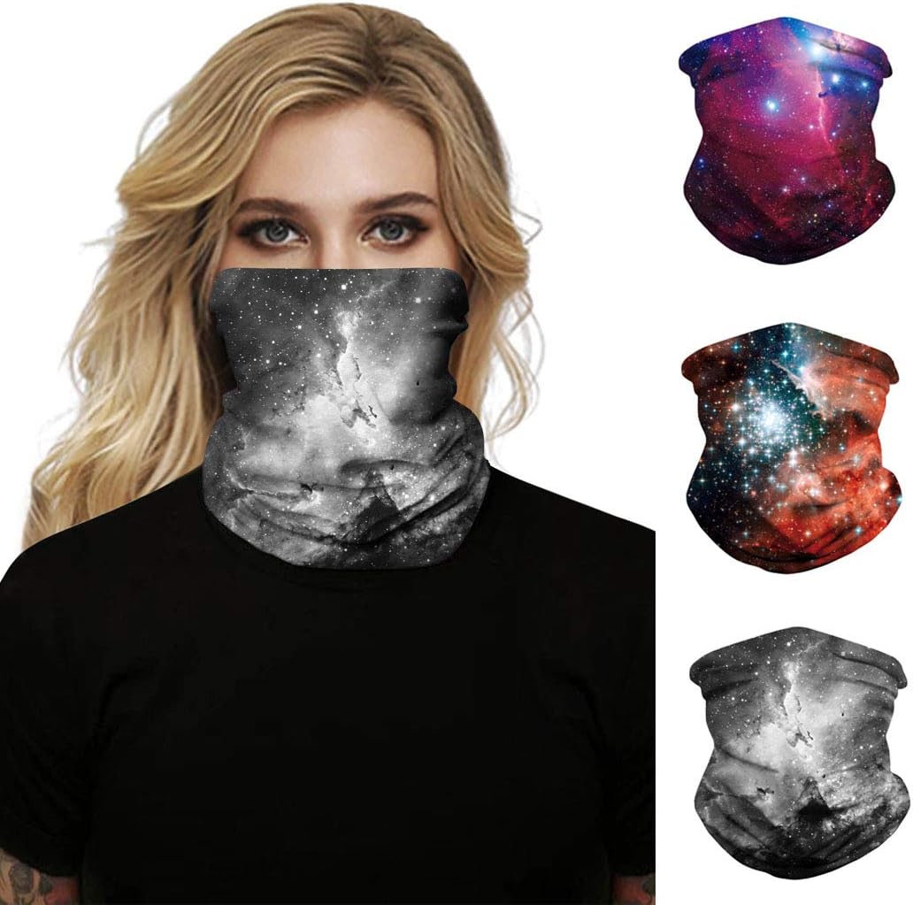 Sethexy Fashion Face Scarf Multifunctional Seamless Wicking Neck Gaiter 3 pcs Breathable Balaclaves Hanging Tube Bandana for Dust Wind Motorcycling Riding Cycling Headwear for Men and Women