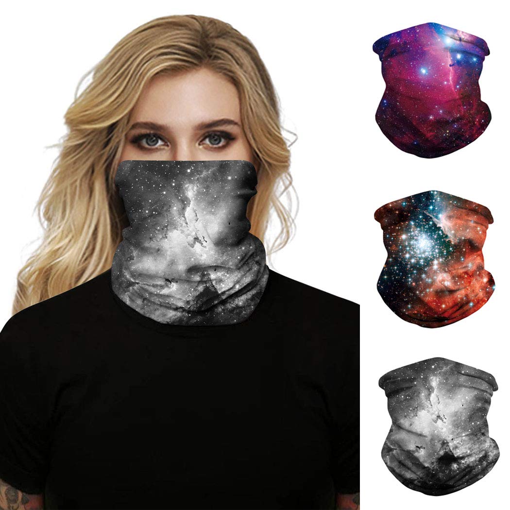 Sethexy Fashion Face Scarf Multifunctional Seamless Wicking Neck Gaiter 3 pcs Breathable Balaclaves Hanging Tube Bandana for Dust Wind Motorcycling Riding Cycling Headwear for Men and Women