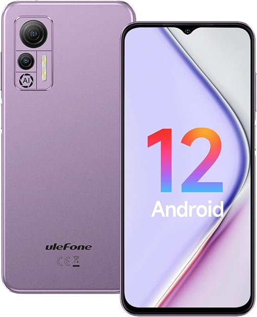 Ulefone Mobile Phones Android 12, Note 14 4G Phone Smartphone SIM Free Unlocked, 64GB ROM 128GB Extension 6.52 Screen 4500mAh Triple Card Slots 13MP Camera Dual SIM Face ID OTG, UK Version - Purple