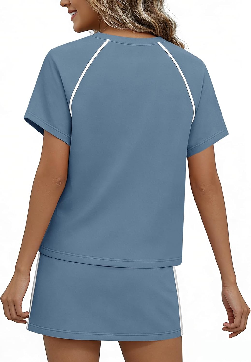 Yousify Womens 2 Piece Skirt Sets Summer Short Sleeve Tops and Tennis Skort Lounge Set Vacation Workout Matching Outfits
