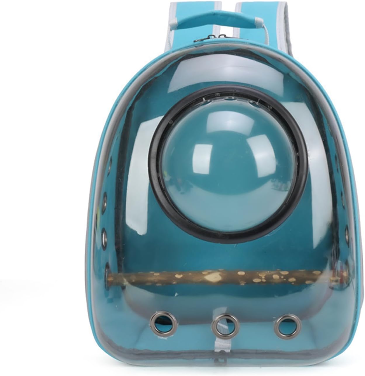 Transparent Parrot Backpack: Wooden Perch, Shoulder Strap, Breathable. Ideal for outings with Parrots, Magpies, & Birds. Comfortable & Spacious. (Light Blue-2)