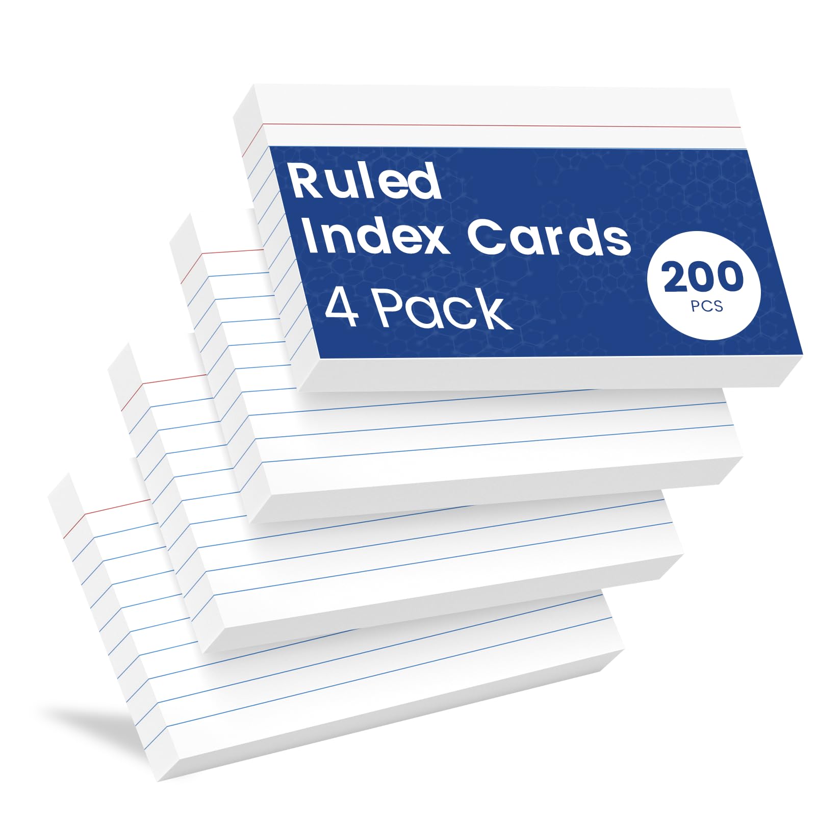 Flash Cards A6（10.2x14CM） Revision Cards, 200 PCS Index Cards, Double Sided Ruled Flashcards, Flash Cards Revision, Recipe Record Study A6 Cards White for Office Home School