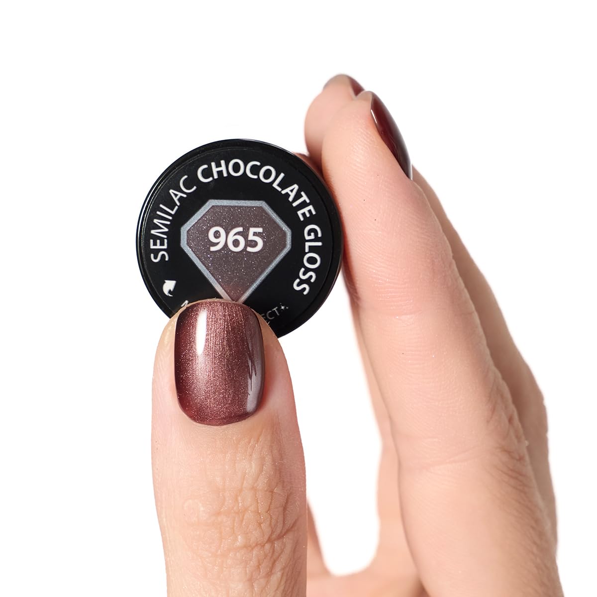 Semilac Lakier do paznokci UV 965 Chocolate Gloss 7 ml – głęboki brąz z ciepłym magnetycznym efektem Cat-Eye Gloss, kolekcja Inner Glow