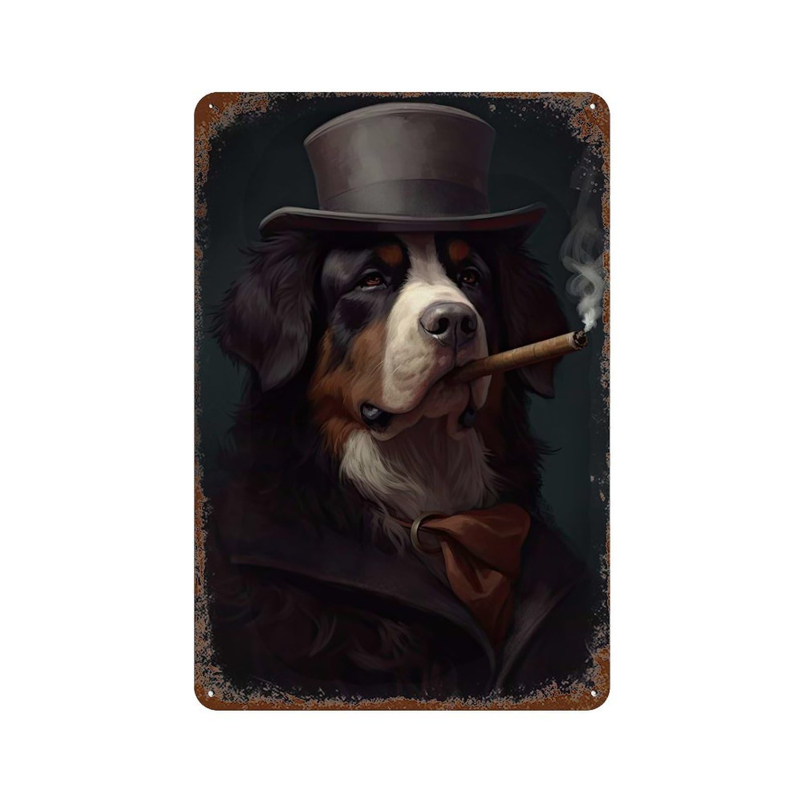 Bernese Mountain Gangster Retro Metal Sign 11.8"x7.9", Rustic Home Decor for Garage, Pub Or Kitchen