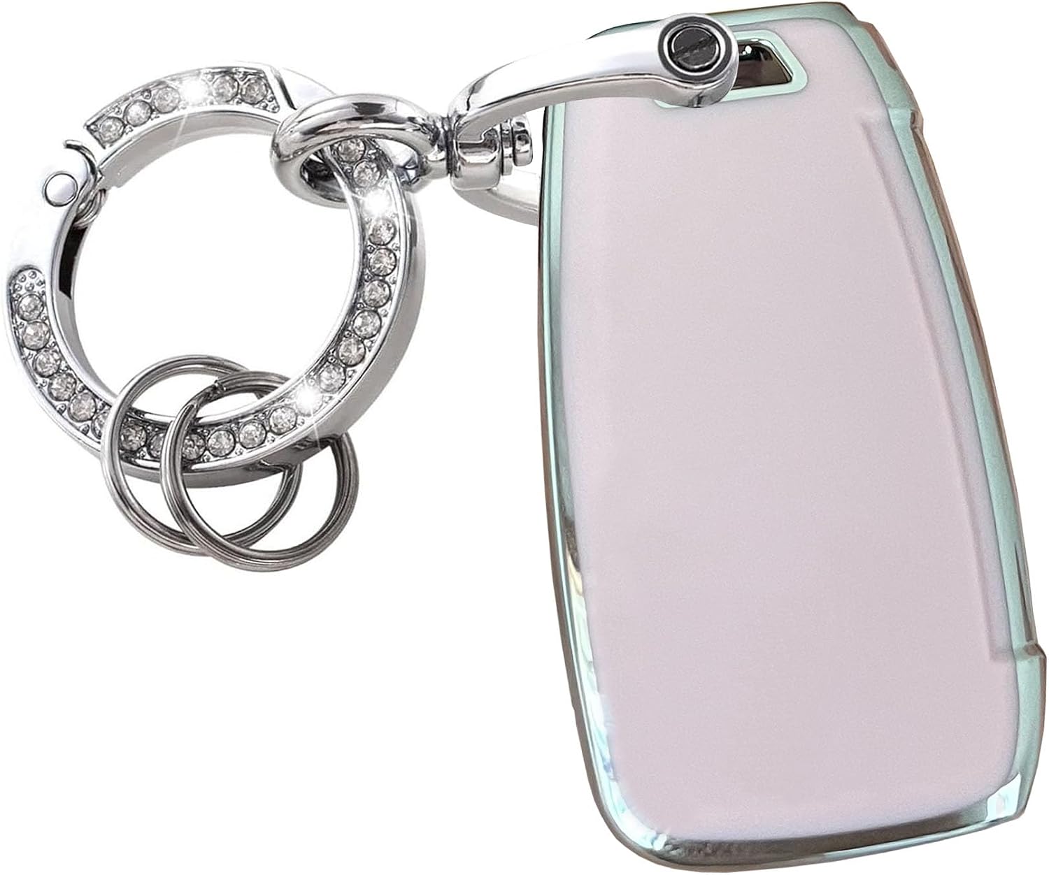 for Hyundai Key Fob Cover with Keychain Fit for Hyundai Elantra Accent Elantra GT Kona Santa Cruz Santa Fe Sonata Tucson Veloster (Silver-Pink)