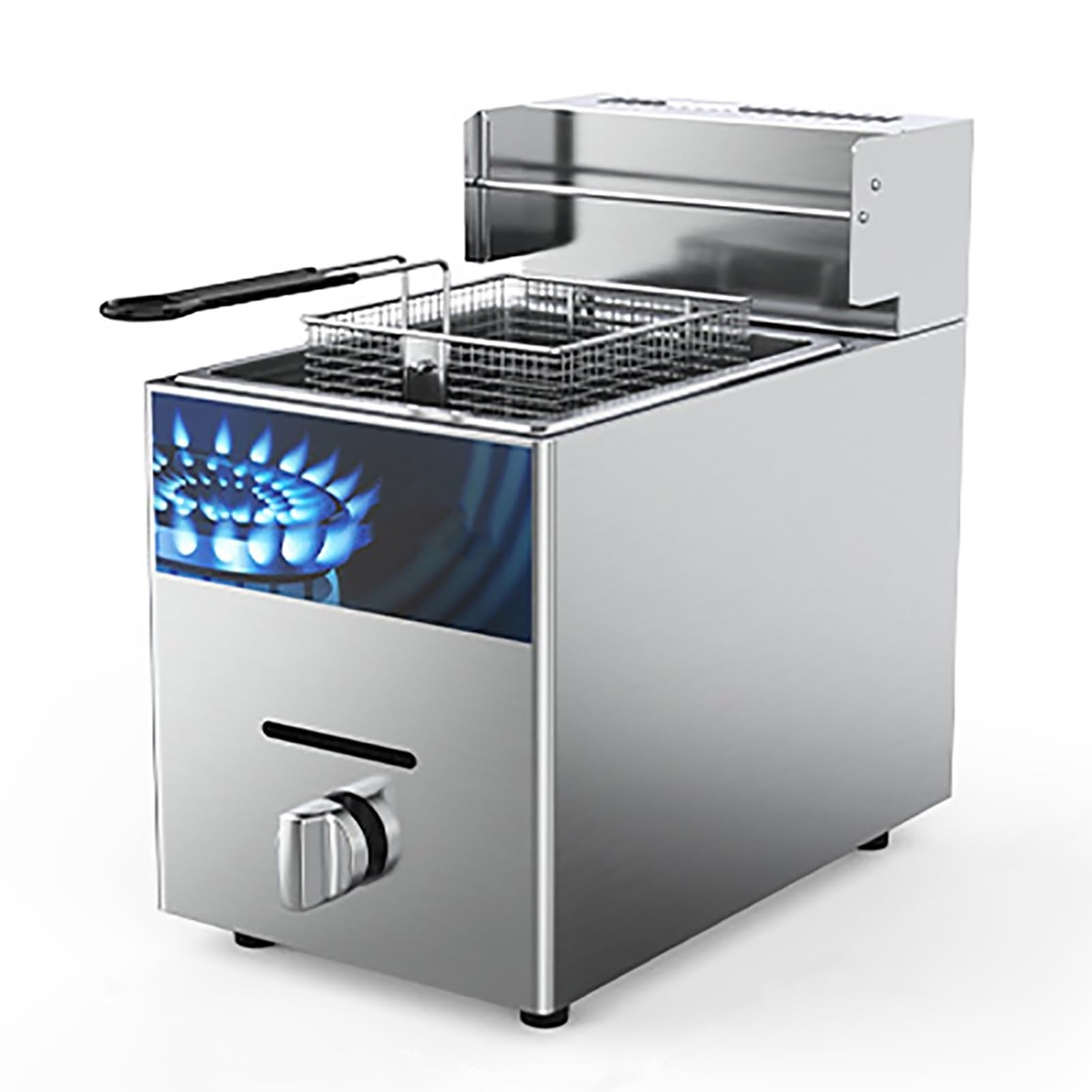 Friteuse à gaz commerciale en acier inoxydable avec panier
