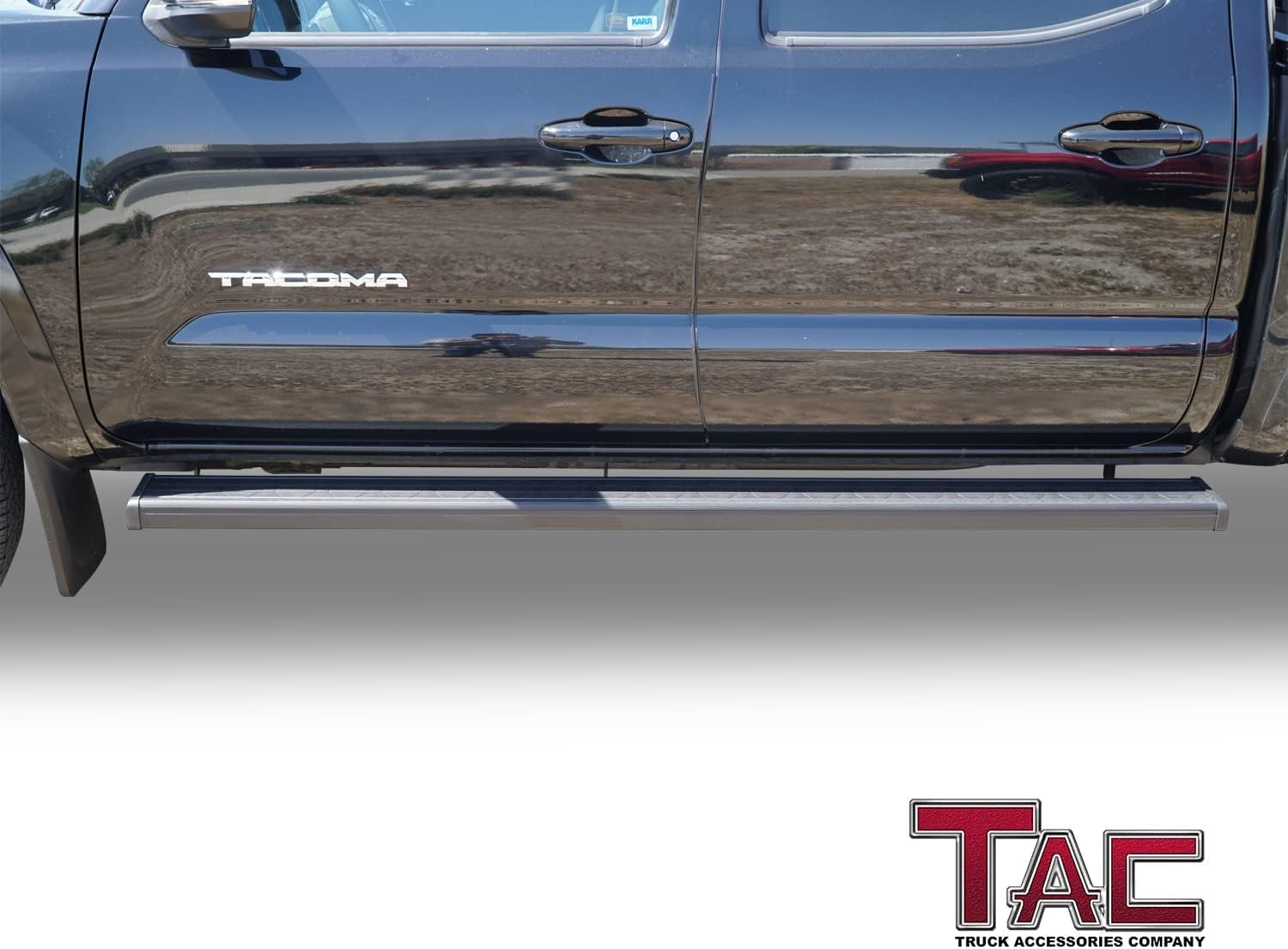 TAC Spear Running Boards Compatible with 2005-2023 Toyota Tacoma Double Cab Pickup 6" Side Step Rail Nerf Bar Truck Accessories Aluminum Texture Black Width Body and Soft top Lightweight 2Pcs