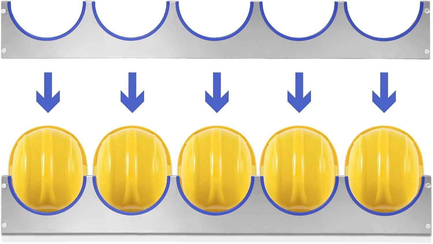 2 Pack Wall Mounted Multi-Layer Hard Hat Placement Stand with Rubber Strip Heavy Duty Stainless Steel Helmet Hanging Rack for Workshop Garage Office & Factory