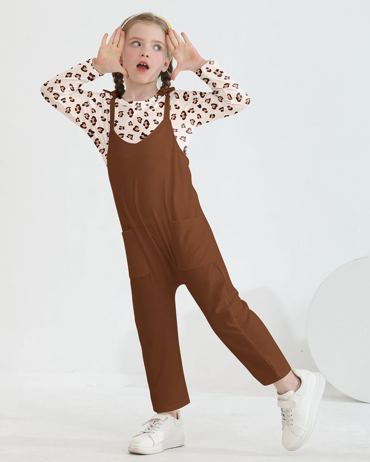 Toddler Girl Clothes Girls Jumpsuit Fall Winter Round Neck Long-Sleeved Top and Overalls with Pockets 2-8 Years - Image 3