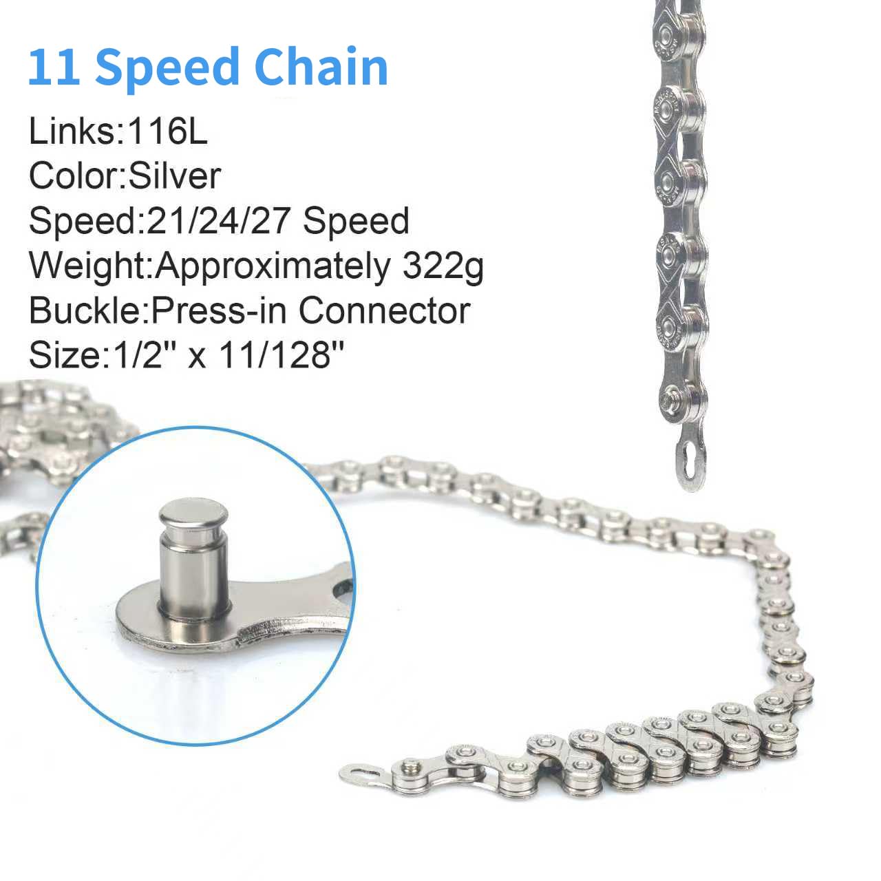 11 Speed Bike Chain,Bicycle Chain for Road Bike MTB Mountain Racing Cycling Compatible with All Major Systems,116 Links,Steel Cycling Hollow Out Chains with Quick Link