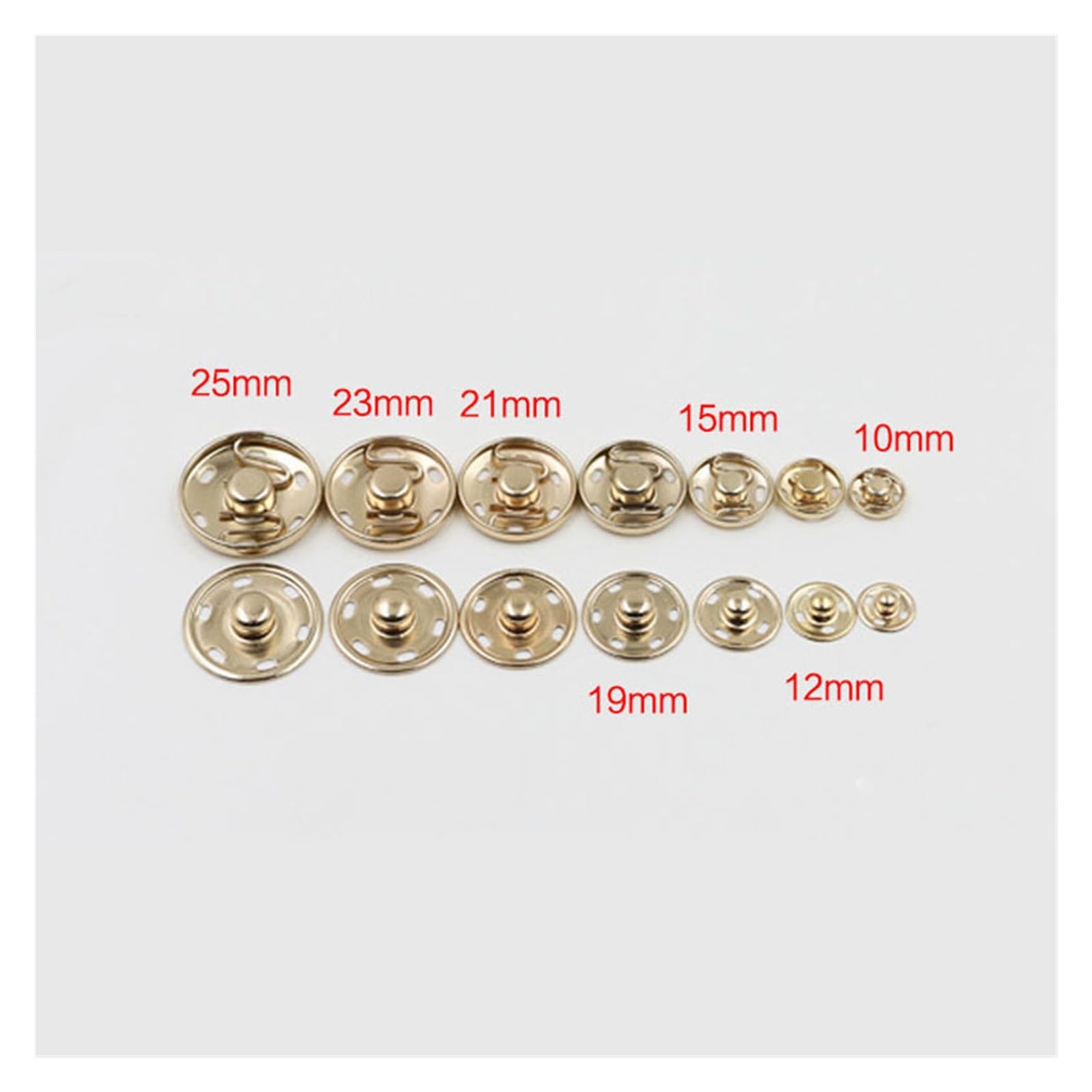 Packung mit 100 Sets Metall-Druckknöpfen for Nähen von Lederhandwerk, Kleidung, Taschen, Druckknöpfen (Size : 19mm Gold)