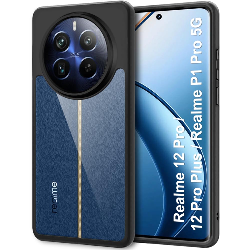 TheGiftKart Ultra-Hybrid Sleek Armor Back Cover for Realme 12 Pro / 12 Pro Plus 5G / Realme P1 Pro 5G | 360° Protection | Crystal Clear Hard Back Transparent Back Cover Case (PC & TPU, Black Bumper) (B0CXT1BYM8) Amazon Price History, Amazon Price Tracker