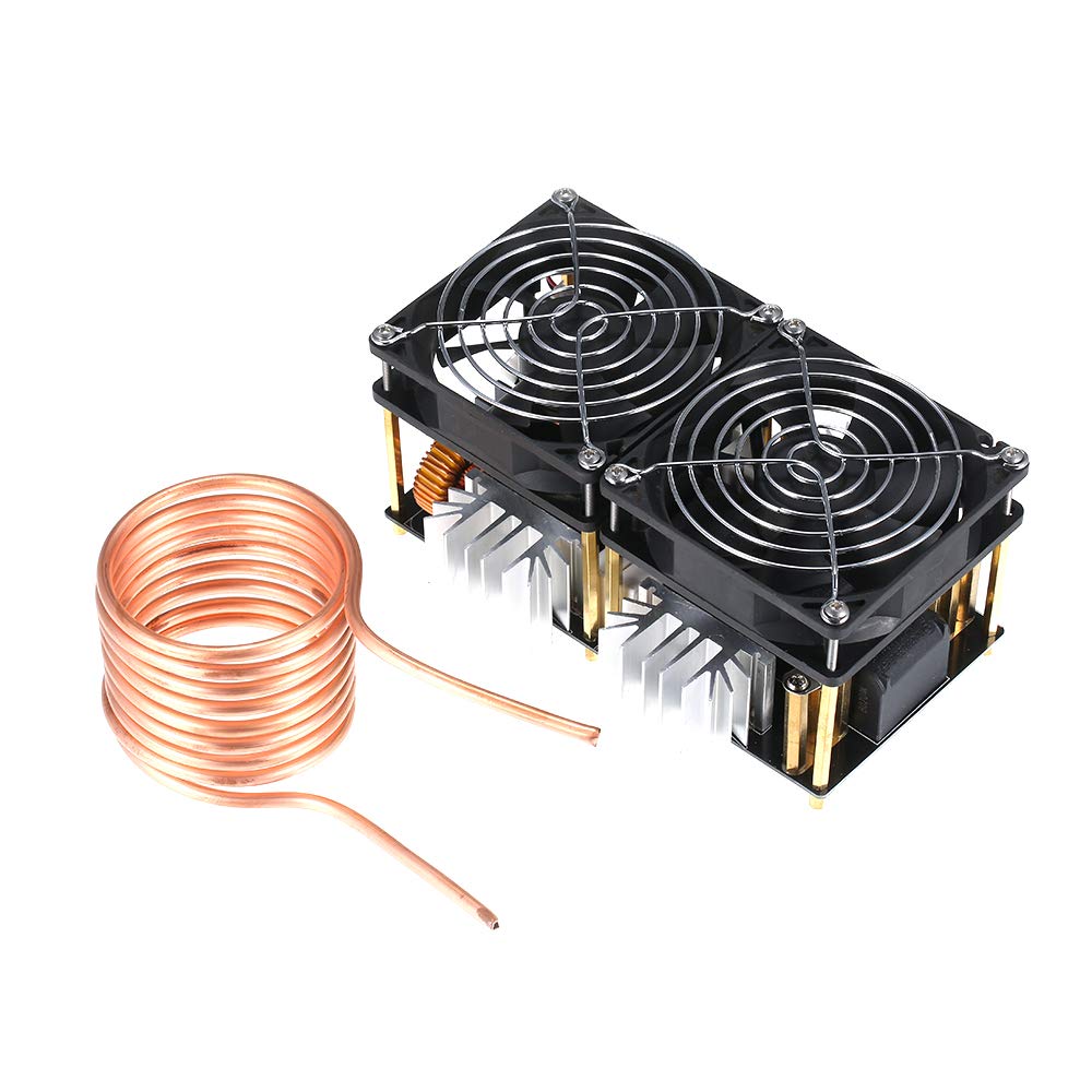 Induktionsheizplatine, 1800W 40A 12V-48V ZVS Hochfrequenz Induktionserwärmung Induktionsheizungsausschöpfermodul DIY Flyback Driver Heizung Gute Wärmeableitung mit Spulenzubehör Treiberheizung