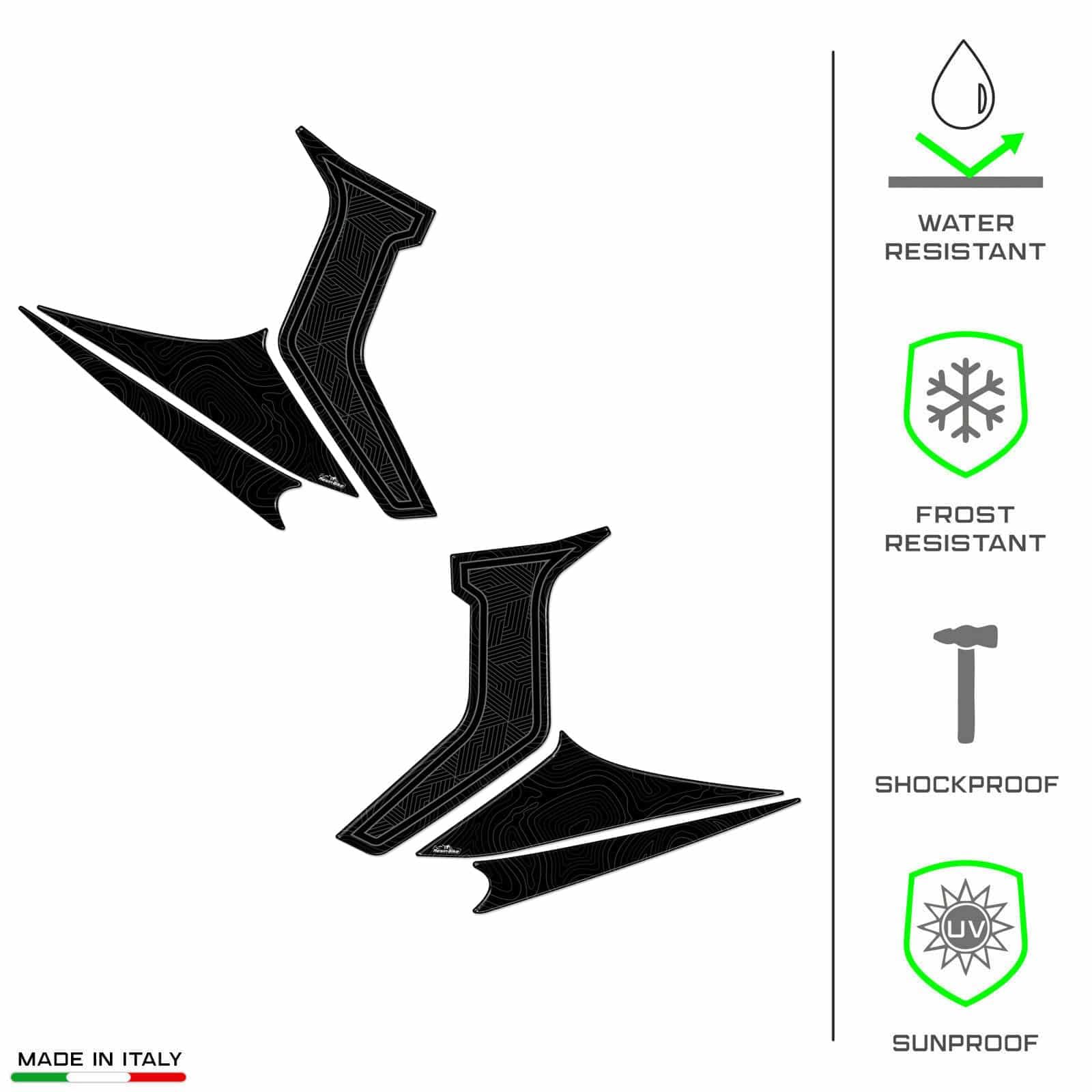 Resin Bike Adesivi Moto Compatibile con Honda SH 125 SH 150 2020-2026. Protezioni Scooter Laterali Tunnel da Urti e Graffi. Adesivi Resinati con Effetto 3D Made in Italy