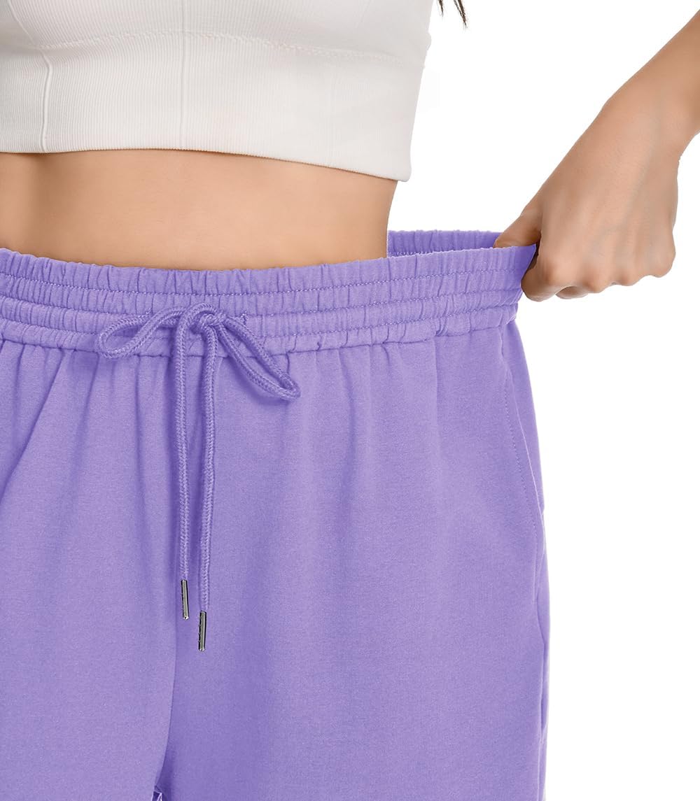 Womens Athletic Sweat Shorts Drawstring High Waisted Short Baggy Lounge Cotton Long Bermuda Shorts with Pockets - Image 5