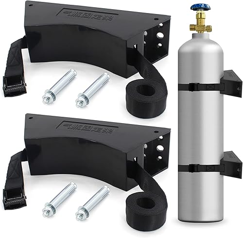 2 soportes para tanque de propano, soporte de pared para cilindro de gas, soporte de ABS con tornillos y cadena de seguridad de 4 a 12 pulgadas,
