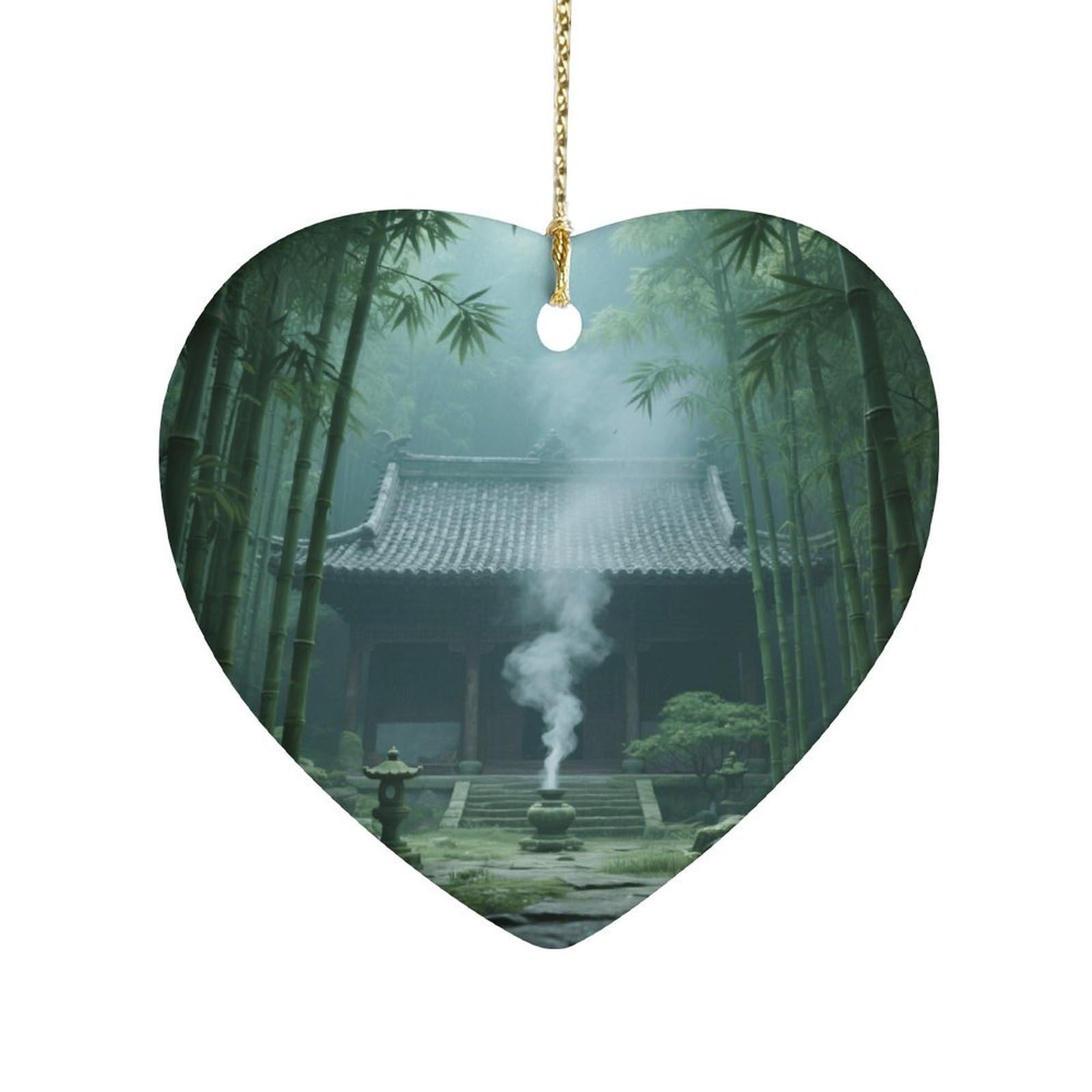 Fekiloot Style Mysterious Temple In Bamboo Forest Ceramic Ornament Home Decor Keepsake