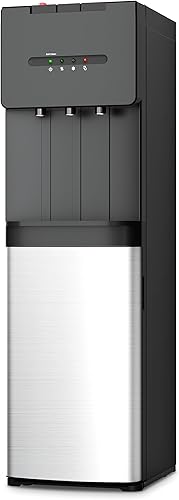 EUHOMY Dispensador de enfriador de agua de carga inferior autolimpiante, 3 temperaturas (frío, cálido, caliente), bloqueo de seguridad para niños,