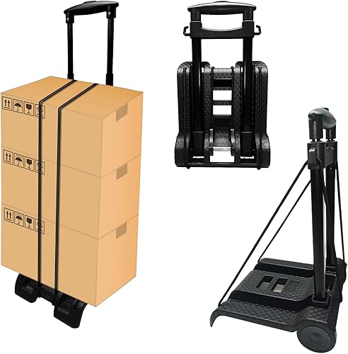 Miniatura 8 de Carro de mano plegable portátil, carrito ligero compacto con 110.2 lbs110 libras, resistente, 2 ruedas, construcción sólida, mango ajustable para