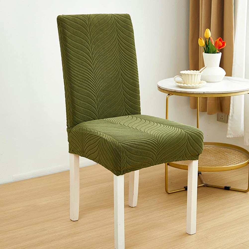 D/Green,4pcs, Dining Chair Cover Set of 4/6 Full Wrap Stretch Chair Cover Chair Slipcovers Jacquard Velvet Fabric Chair Protector for Hotel Dining Room Ceremony Kitchen Restaurant