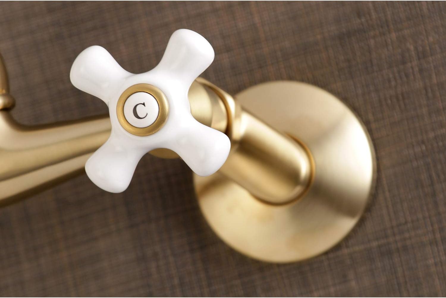 Super Deal Product Kingston Brass KS3227PX Vintage 6 Adjustable Center Wall Mount Kitchen Faucet, Brushed Brass Buy 1 get 1 🔥 Kingston Brass KS3227PX Vintage 6 Adjustable Center Wall Mount Kitchen Faucet, Brushed Brass