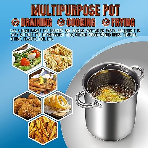 Cook N Home 02478 Deep Fryer Pot, Japanese Tempura Small Stainless Steel Deep Frying Pot thumb #2