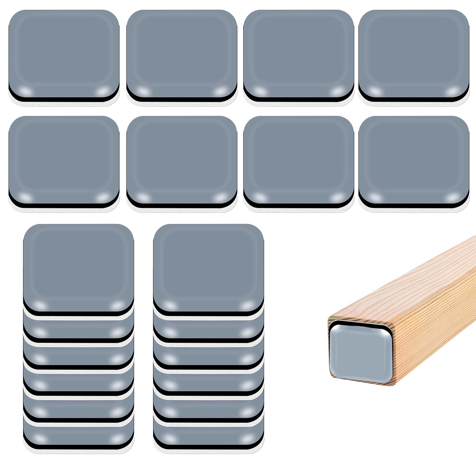 20 Pezzi Piedini per Mobili Autoadesivo in Teflon(Quadrato), 25X25mm PTFE Autoadesivi Cursori di Mobili per Parquet Laminato | Protezione antigraffio per Sedie, Divani, Mobili Pesanti