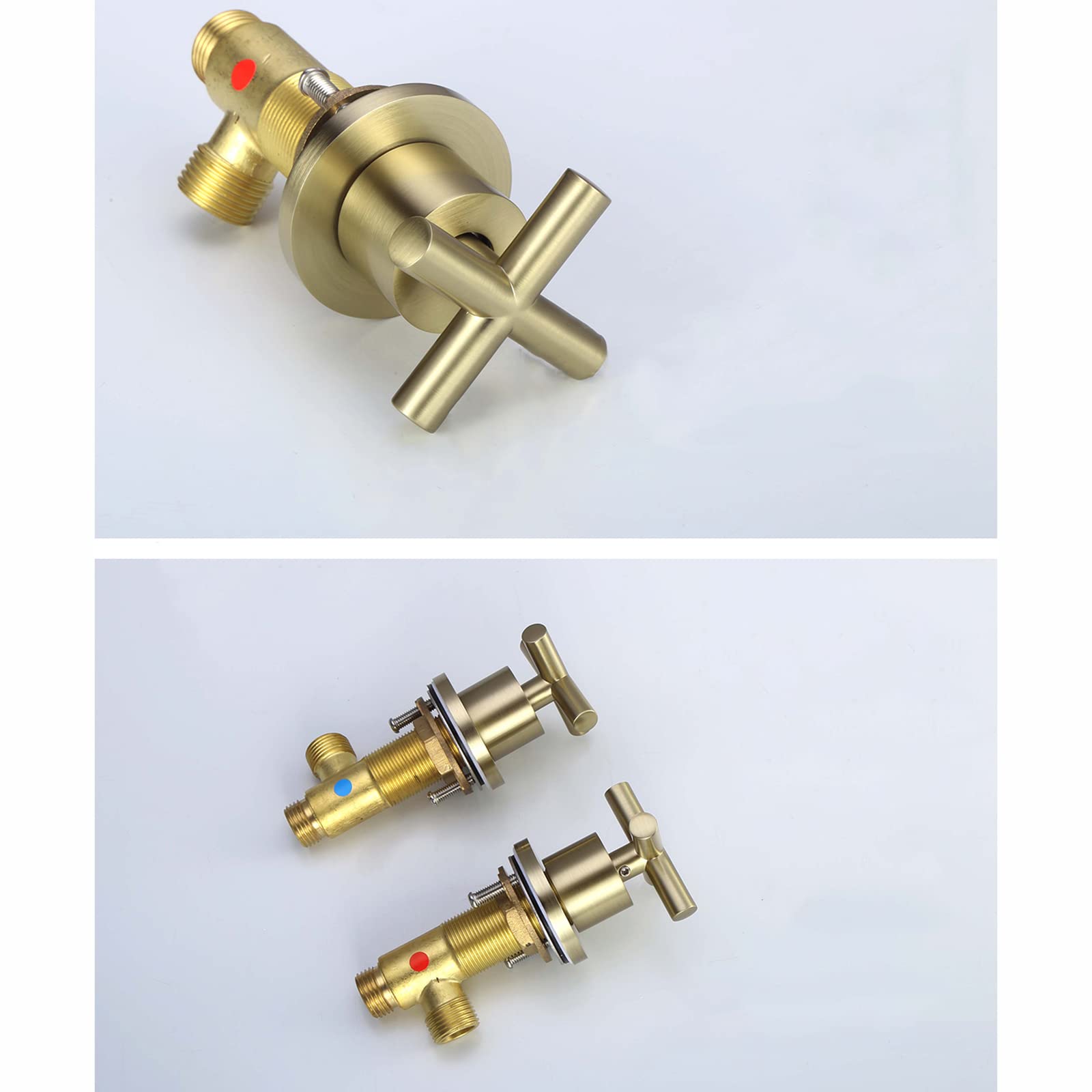 Grifo mezclador para lavabo de 3 orificios, grifos de latón cepillado frío y caliente para lavabo de baño, grifo mezclador para lavabo de 3 orificios, grifos de 3 orificios para lavabo de baño Chaser