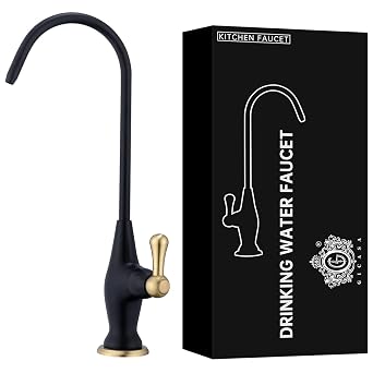 Sink Drinking Water Faucet, Stainless Steel Sink Water Filter System, Suitable for Most Reverse Osmosis or Water Filtration Systems, Reverse Osmosis Faucet for Kitchen Bar, Black+Brushed Gold