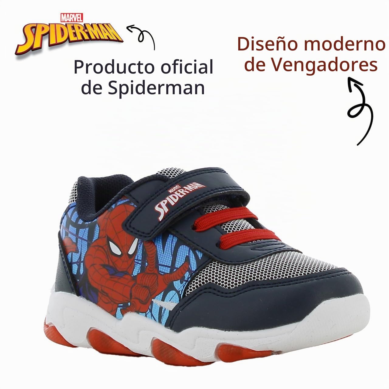 Leomil Spiderman Zapatillas Niño con Luces Deportivas | Zapatos para niños, Ligeros y cómodos, Ideal para la escuela y el tiempo libre, Marvel, Regalo para Niños