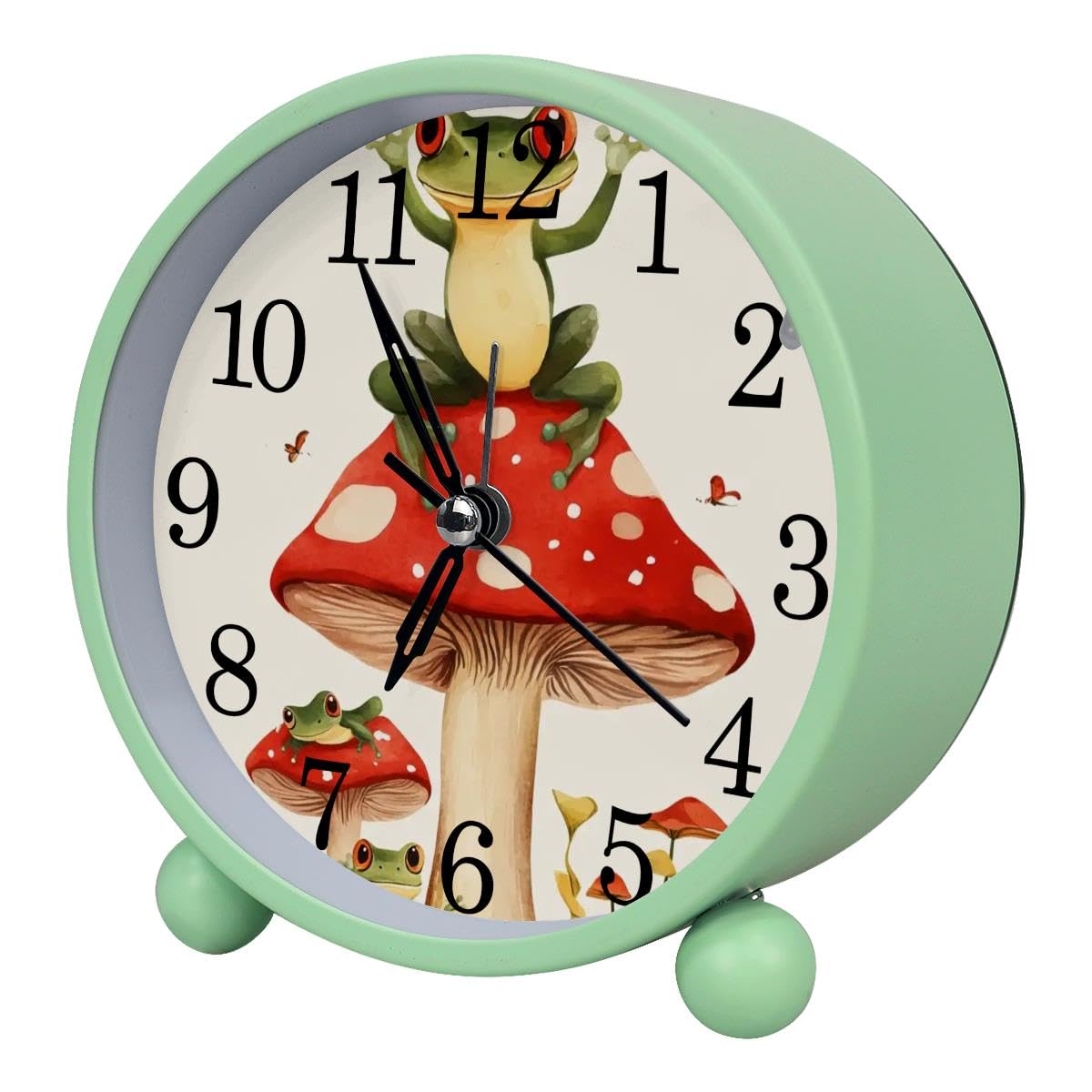 Luoweisi Alarm Clock Frogs Mushroom, Silent Non-Ticking with Night Light