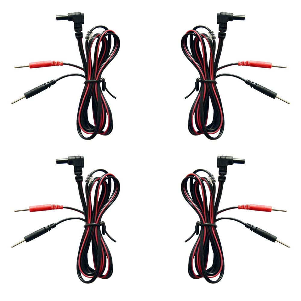 Standard Lead Wires SET OF Four for Tens and EMS Units-Work with Tens Neo, Tens 7000, Twin Stim, Tens 3000,TENS 9000,4pcs