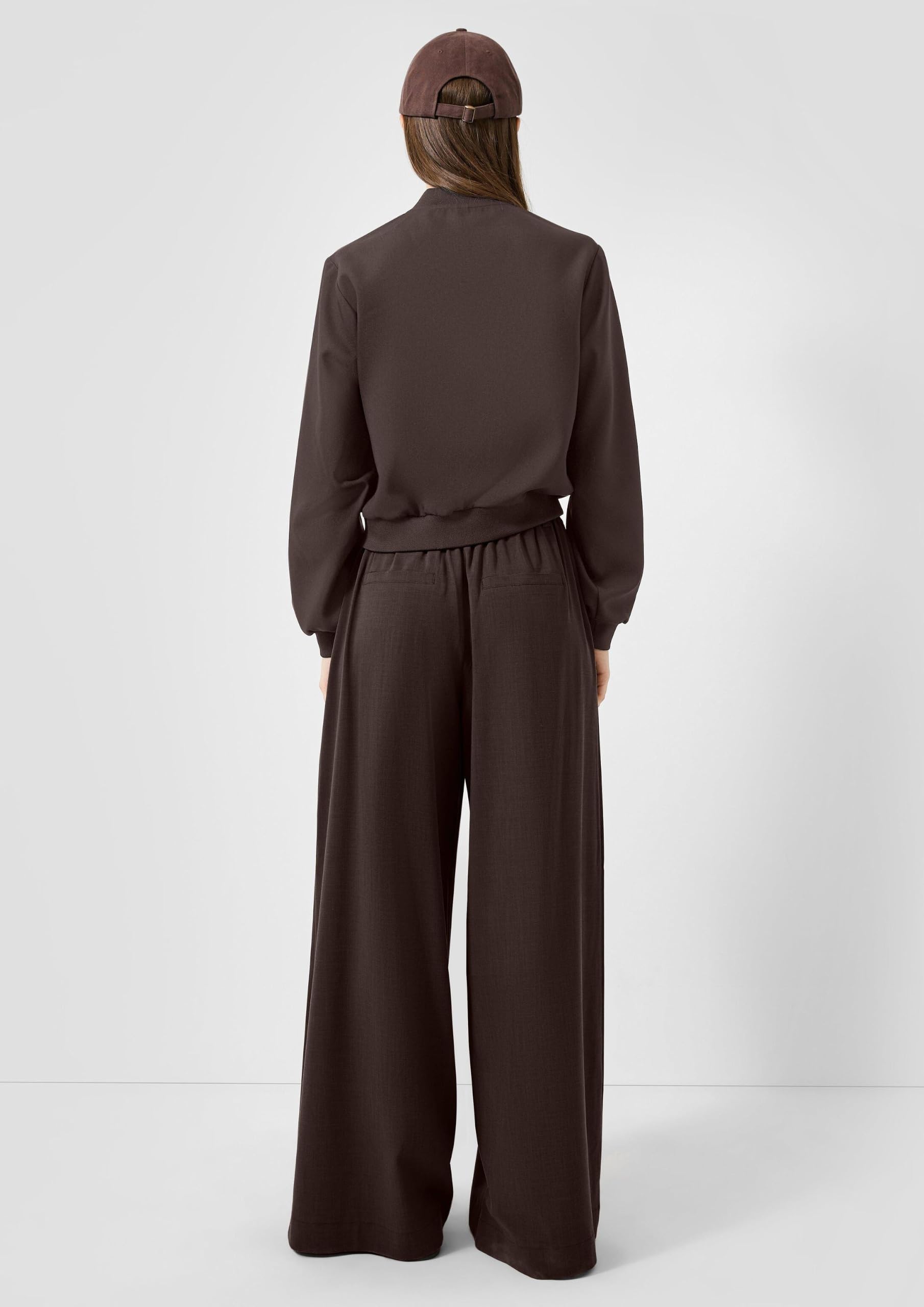 QS Q/S Damen Hose – Wide Leg, Bundfalten, Twill