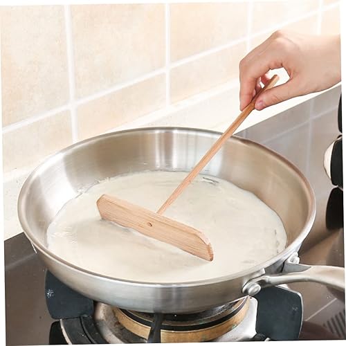 Miniatura 5 de HOMSFOU Rascador de crepé de madera, rastrillo de crepé, para panqueques, espátulas de masa, espátula para esparcir T, espátula de crepé, espátula