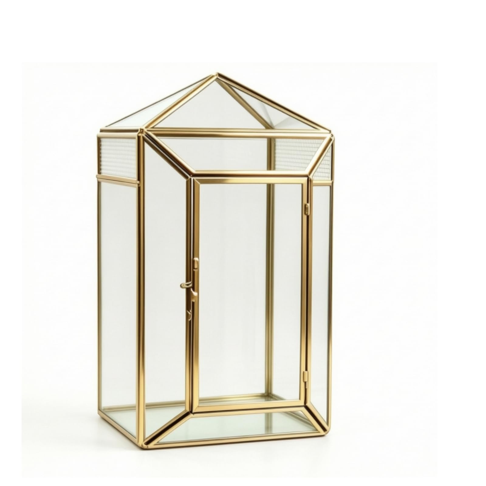 Baoblaze in Ventilato con Tetto a Punta e Pannelli di Ventilazione Compatto Mini Terrario Trasparente per Scrivania, Oro