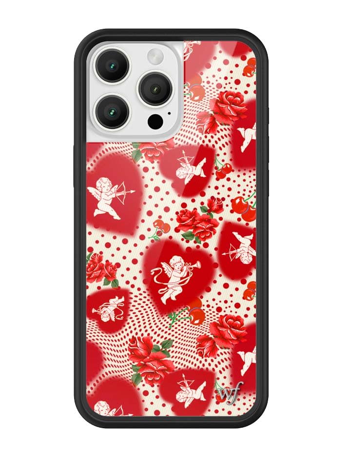 Image of Wildflower Cases - Compatible with iPhone 16 Pro Max | Protective Black Bumper, 6.5ft Drop Test Certified, Women Owned Small Business | Love Hearts Rose Red Cute | FLL Collab - Cupid Dot