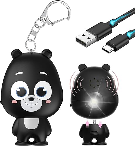 Miniatura 16 de Alarma de seguridad personal para mujeres, alarma personal recargable para mujeres, niños y ancianos, sirena fuerte de 130 dB, luz estroboscópica,