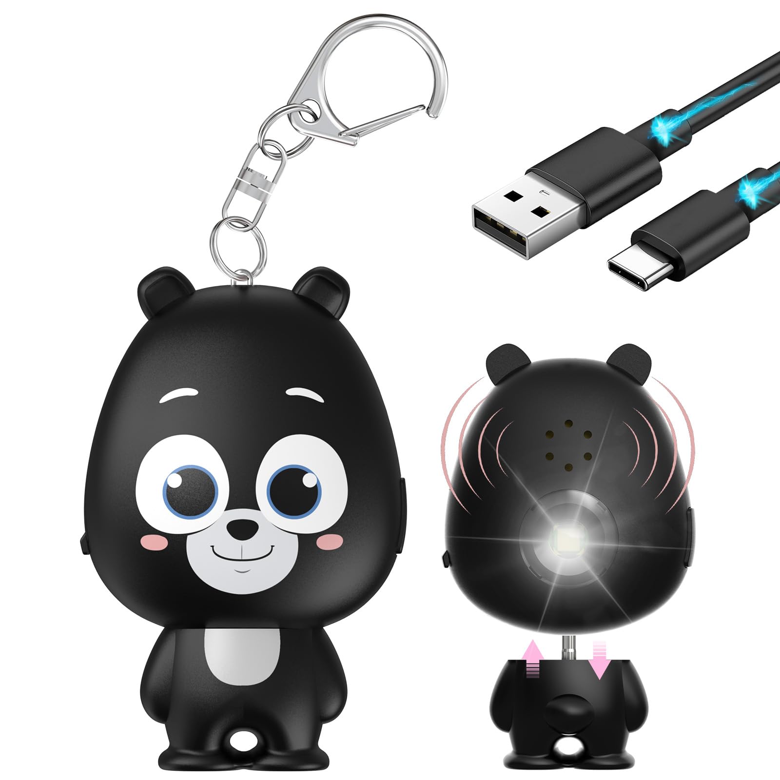 Rechargeable Personal Safety Alarm with Strobe SOS LED Light