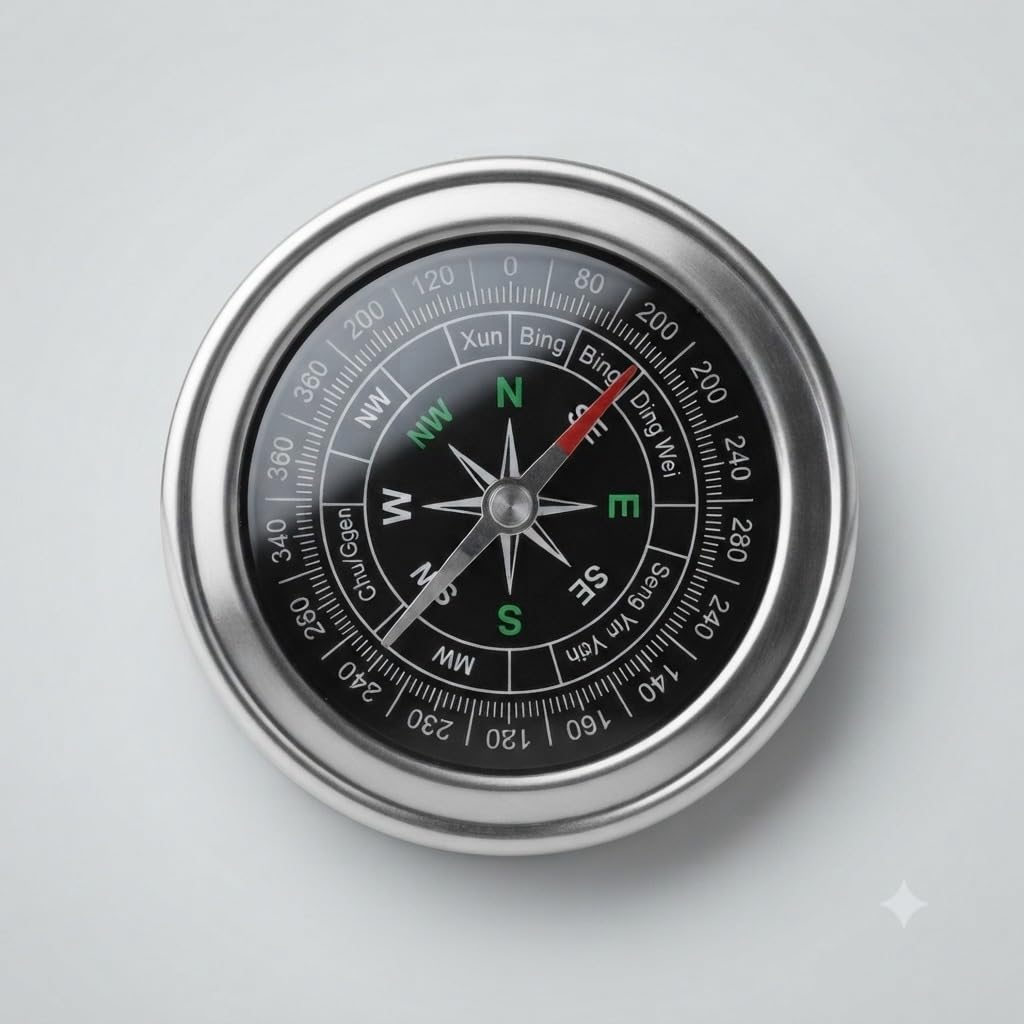 feng shui compass with chinese directional markings | traditional feng shui, precise degree scale, luopan style, navigation tool, vintage design