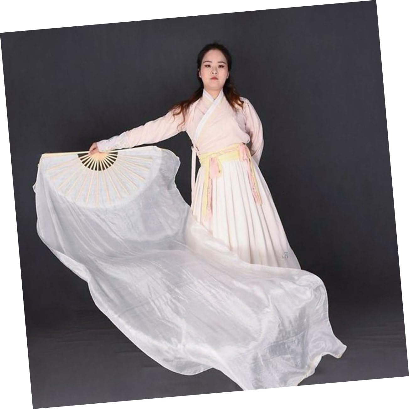 STOBAZA 5pcs Long Silk Fan for Dance Performance Soft Folding Hand Fan for Belly Dancing Festivals Weddings and Parties Comfortable Use
