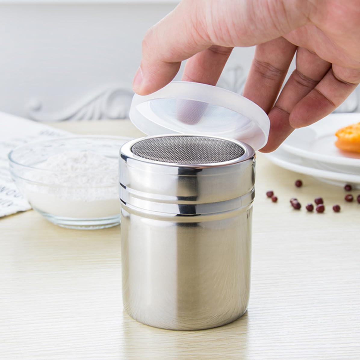 3pcs Stainless Steel Pepper Shaker for Sugar Flour Cocoa Baking