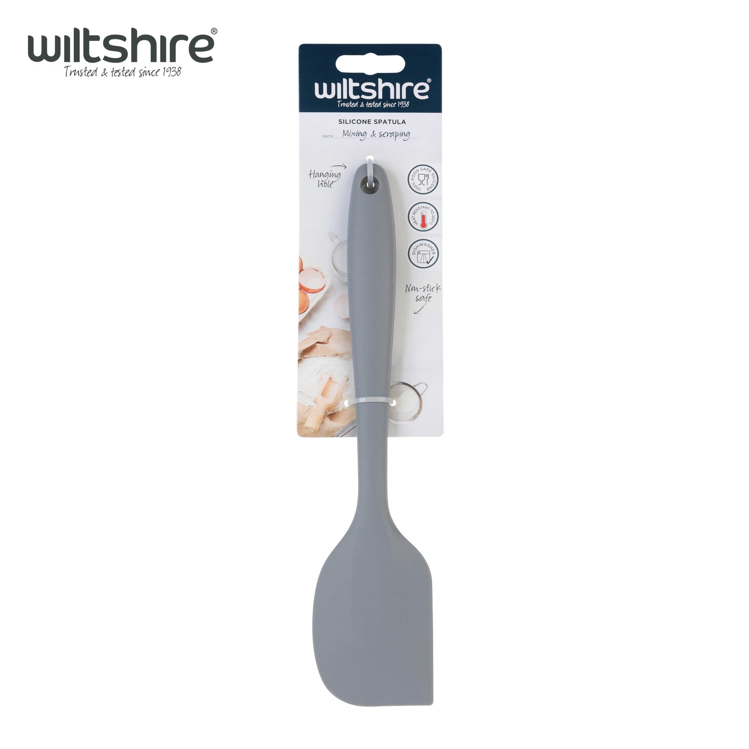 Wiltshire Silicone Spatula, Dough Scraper, Heat-Resistant Utensil, Non-Stick, Non-Scratch, Pebble Grey, 27.2x5.5x1.5cm - Image 4
