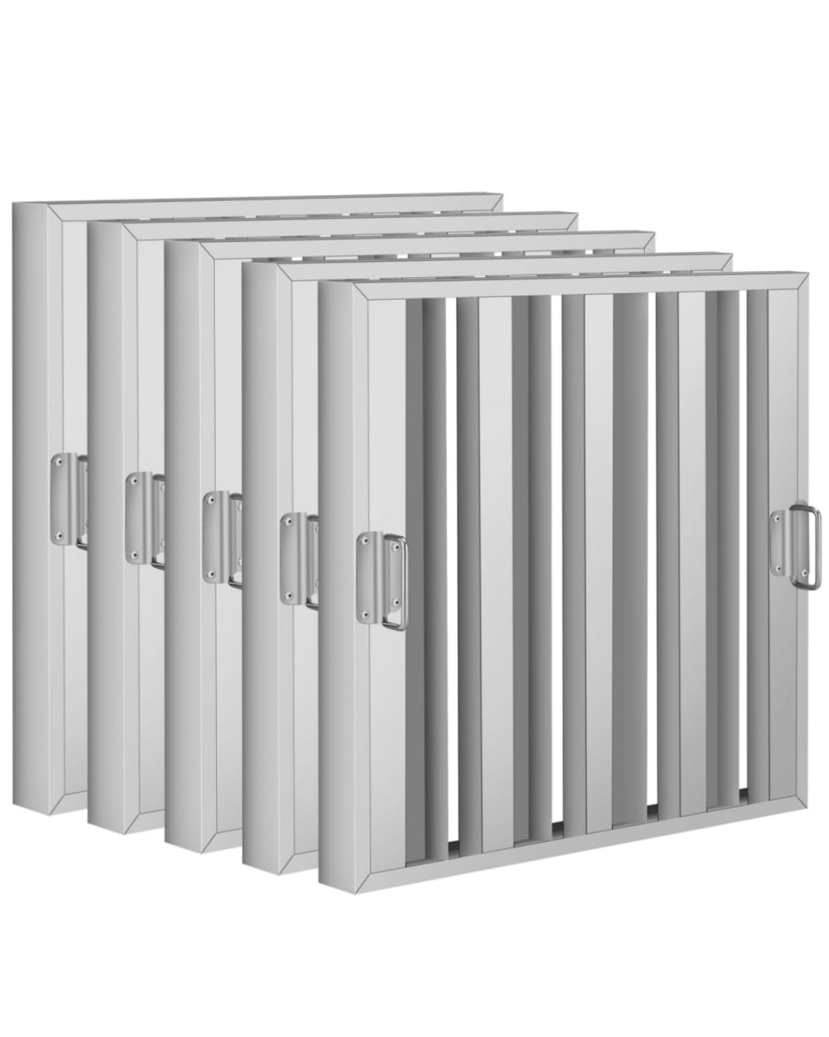 Garvee Filtre à graisse à chicanes pour hotte professionnelle – Acier inoxydable 430, 4 rainures – Compatible lave-vaisselle, nettoyage facile – Idéal restaurant cuisine commerciale