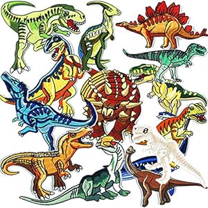 Joyfeel’s Store Iron On Patches, 15 Stks Geborduurde Dinosaurus Patches Applique Kit Diverse Grootte Decoratie Naaien…