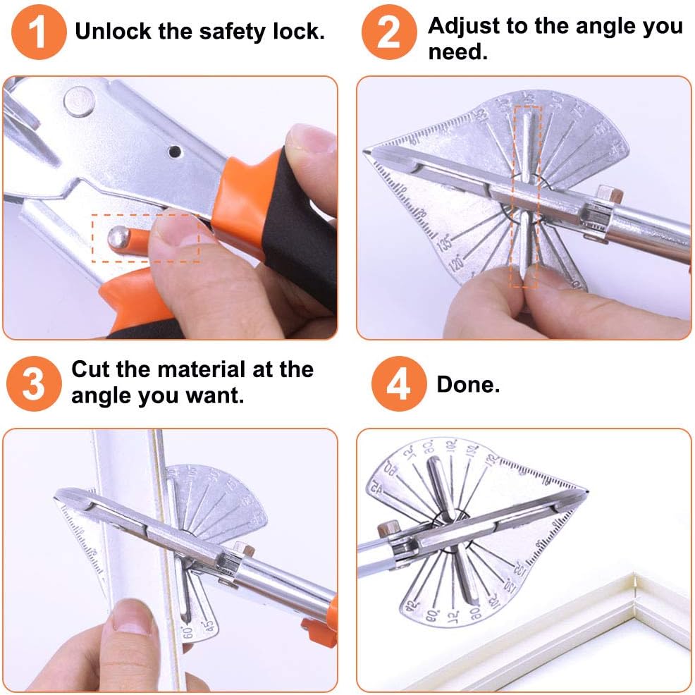 Tanzfrosch Multi Angle Miter Shear Cutter for Angular Cutting of Moulding and Trim from 45 to 135 Degree Hand Tools for Cutting Soft Wood Plastic PVC with 10 Replacement Blades (12 Pack)