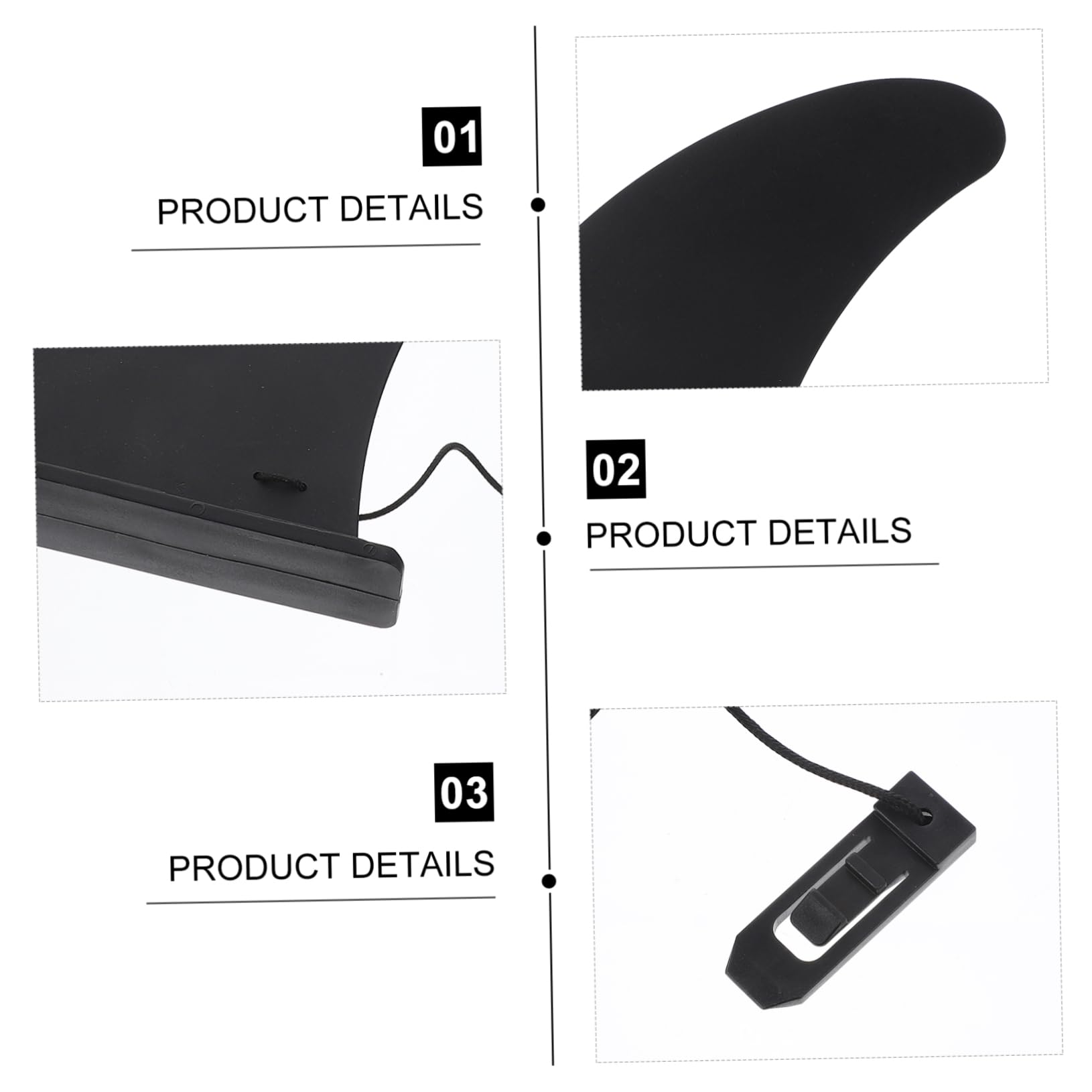 VANZACK Aileron de Surf à Clip en Nylon Noir, Lot de 3 pour Planche | Design Clipser Renforcé, Pivot Facile et Maintien Stable, pour Serrés Longboard