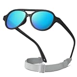 RIVBOS Baby Wrap Polarized UV400 Sunglasses - Soft Frame with Secure Strap for Infant and Newborn &lpar;0-24 Months&rpar; RBK068